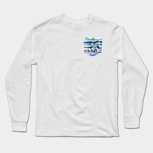 Pocket - Soft Nautical Watercolor Lines blue Long Sleeve T-Shirt